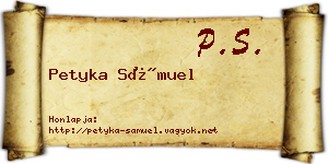 Petyka Sámuel névjegykártya